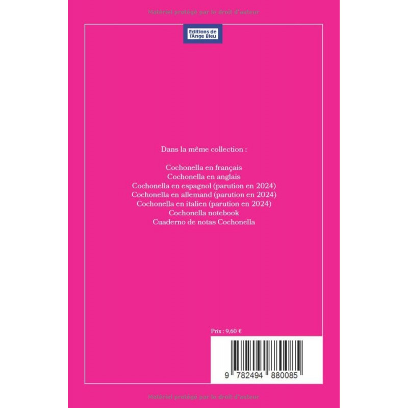 Carnet de notes Cochonella Rose - Éditions de l'Ange Bleu